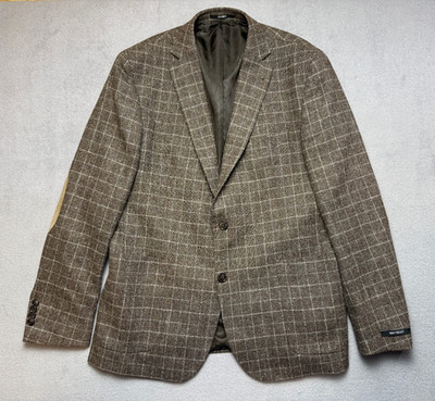 Navyboot Bottoli Super 100 Wool Blazer Jacket Brown Plaid Check size 54