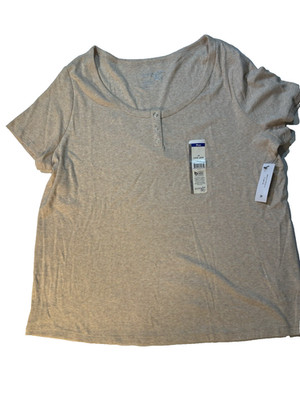 Terra &Sky 1x 16-18 short sleeve Oatmeal Heather Rib Tee NWT