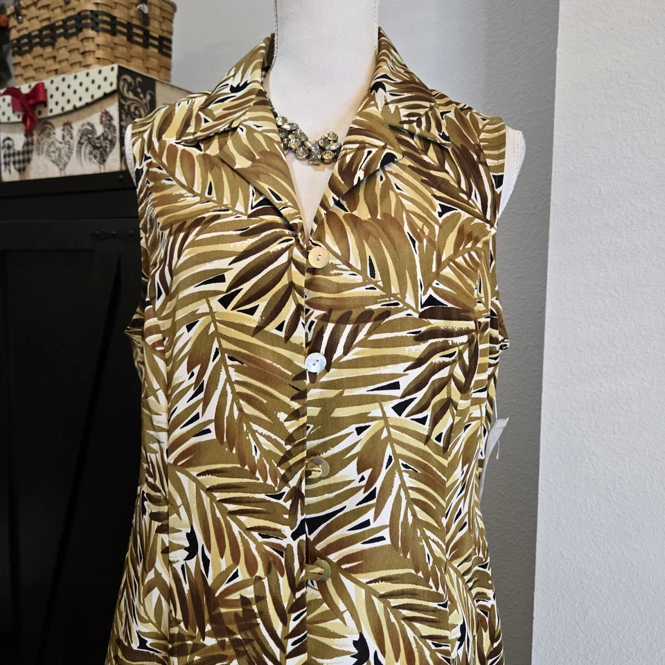 NWOT Scarlett Sleeveless Collar Button Down Maxi Dress Palm leaf pattern 16. 47 - Image 3 of 4