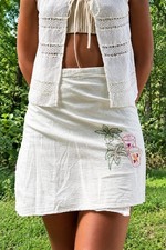 Hand Embroidered White Wrap Skirt