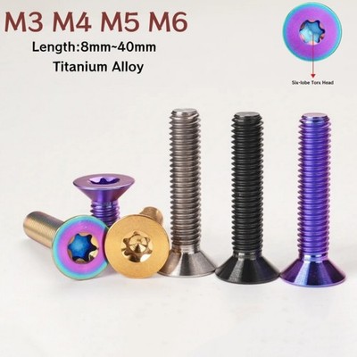 Titanium Torx Countersunk Bolt M3 M4 M5 M6 Ti PVD Flat Head Screw for Motorcycle