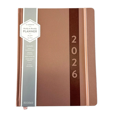 eccolo Monthly/Weekly 2026 Planner Terra Cotta Blush Pink w/marker 8'' X 10''