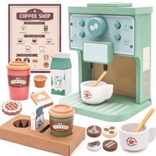 Coffee Playset Coffee Maker Set for Wooden Kitchen Pretend Play for Girls Boy...