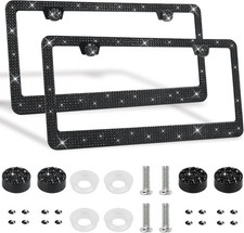 2 Pack Bling License Plate Frames Premium Sparkly Frame Black 2 Pack Bling License Plate Frames Premium Sparkly Frame Black