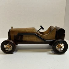 Vintage Handcrafted WOODEN CAR Multicolor Wood 12" Long Convertible