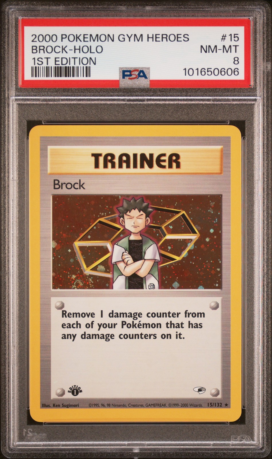 2000 POKEMON GYM HEROES 1ST ED #15 BROCK-HOLO PSA 8