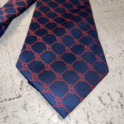 Men s St Louis Cardinals MLB Silk Tie Navy Blue  By Eagles Wings  Baseball