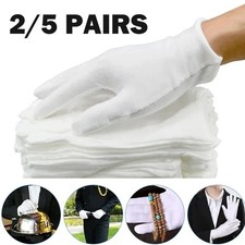White Cotton Work Gloves Soft Thin Jewelry Coin Inspection Handling Gloves US