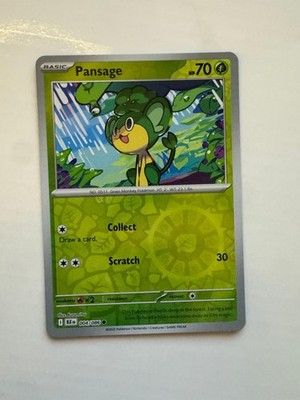 Pansage 004/086 Reverse Holo  Black Bolt Pokemon Near Mint