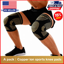 2x Copper Knee Sleeves Silver Compression Brace Support Sport Joint Injury Pain