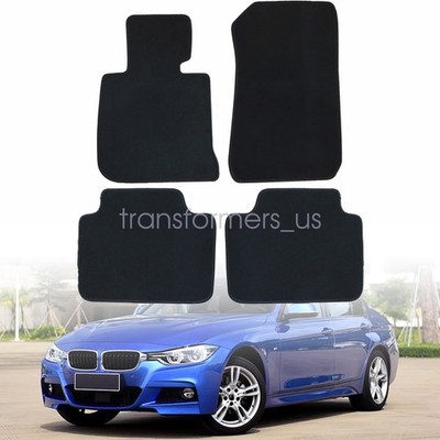 For 2012-2019 BMW 3-Series F30 Front & Rear Floor Mats Carpet Black Velour