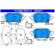 Satz Bremsbeläge Bremsklötze hinten für Toyota C-HR X1 Corolla E21 | 24217822