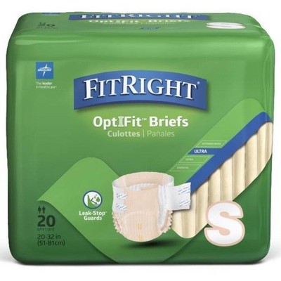 Medline FitRight Ultra Briefs Small Adult Unisex 20-32'' Waist Heavy Absorb 80