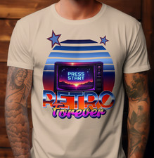 Retro Gaming Neon T-Shirt 80er 90er Jahre Cla...