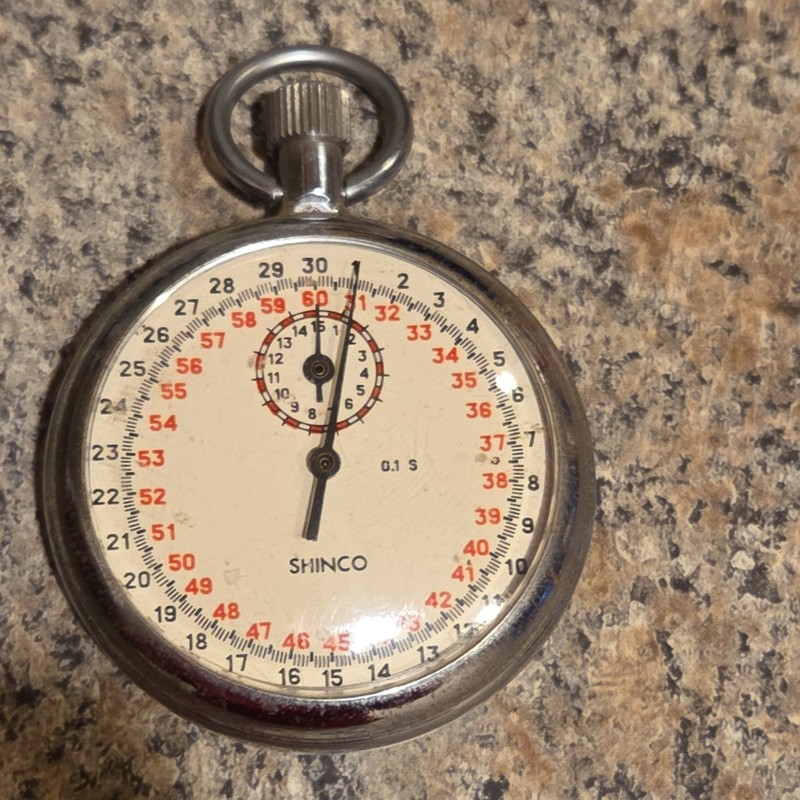 SHINCO Mechanical Stopwatch 0.1s Precision Silver Metal
