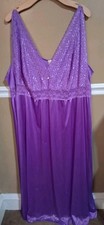Vintage Amoureuse Purple Long Silky Lace Nightgown Size 3X