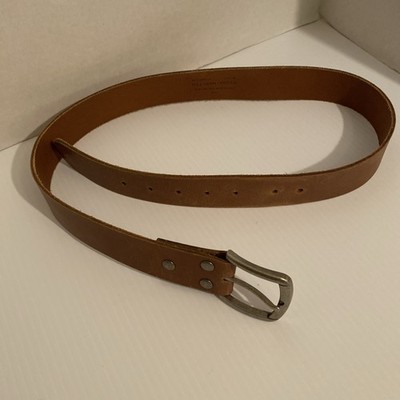 Men's Casual Dress Jeans Full Grain Leather Belt Brown/ Gold Switch Buckle 36
