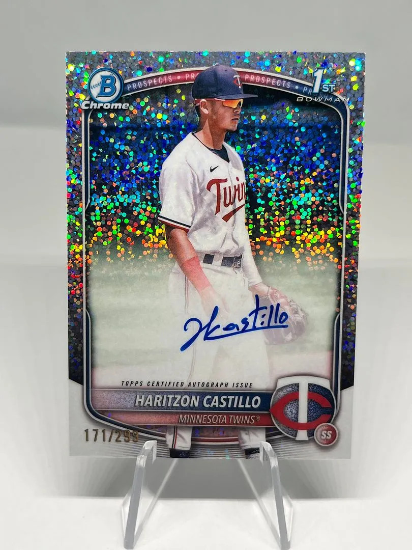 Haritzon Castillo 2025 Bowman Chrome Speckle Auto /299 Card #CPA-HC Twins