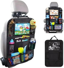 Car Back Seat Organizer Storage with 9 Pockets Tablet Holder Kick Mat Protector