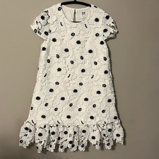 MILLY MINIS Girl's 3D Poppy Floral Lace Mini Dress White  Black Size 16