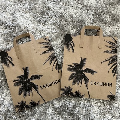 Erewhon Logo Palm Tree Recycled Paper Tote Brown Bags Grocery