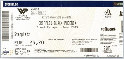 Crippled Black Phoenix Ticket 2019 Tour - Hamburg Knust - Konzert Karte