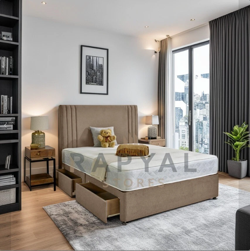 ORTHOPAEDIC DIVAN BED SET WITH MATTRESS AND HEADBOARD 3FT 4FT6 Double 5FT King - Image 2 of 4