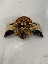Doble Eagle Heads "Genuine Biker &Damn Proud Of It" Harley Davidson Large Pin