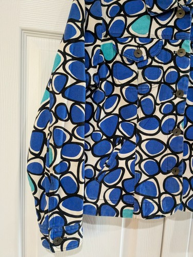 Ruby Rd. Women’s Denim Jacket Size 8, Geometric Blue White Black, 100% Cotton - Picture 6 of 21