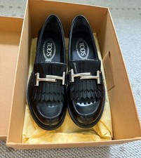 Authentic 795 Tod  s Double T Leather Loafers women Size 36.5