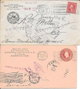 U.S.-2 Advtg.(Calif.) Covers all w / P.O. Auxiliary Marks-'busy' covers.