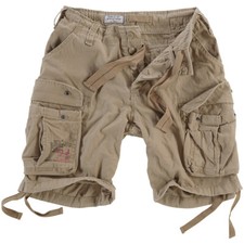 Surplus Army Style Airborne Vintage Cargo Mens Cotton Combat Shorts Beige Washed