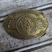 Running Strong for American Indian Youth Billy Mills 10K Medal Belt Buckle USA