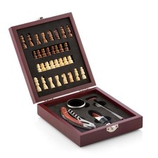 Set accessori da vino in acciaio inossidabile con scacchiera - 37 pezzi