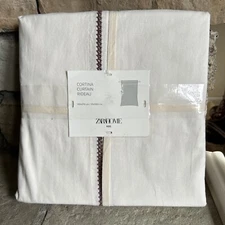 ZARA HOME curtain panel Beige w/design 100% Cotton - 55” X 106.5” - $89- Defects
