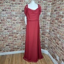 Bridesmaid Evening Dress Cranberry Red UK 18 Maxi Length Flare Emma Bridal - New