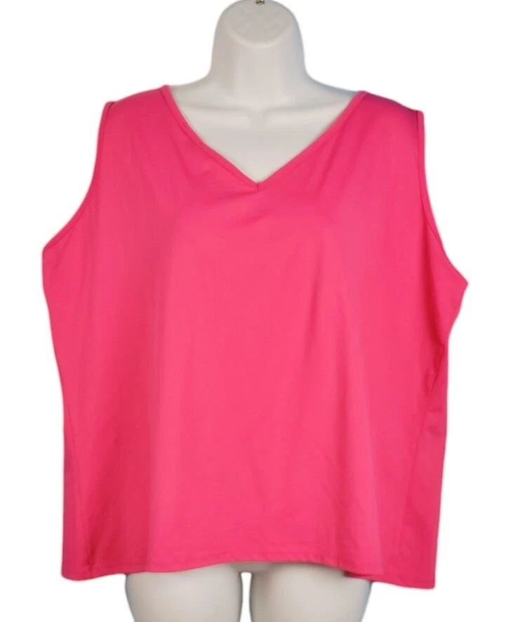 CLEAR SKY Mujer FUSHIA ROSA Shell REVERSIBLE Top Camisa YOGA ELÁSTICO Talla 3x Foto 3 de 4