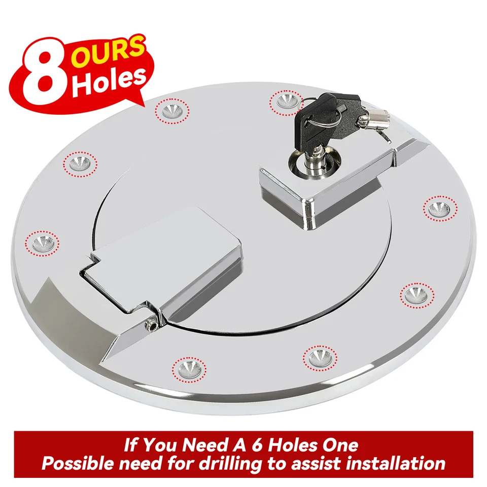 For Hummer H2 2003-09 Locking Fuel Door Gas Tank Cap Cover ALUMINUM Silvery New - Image 3 of 4