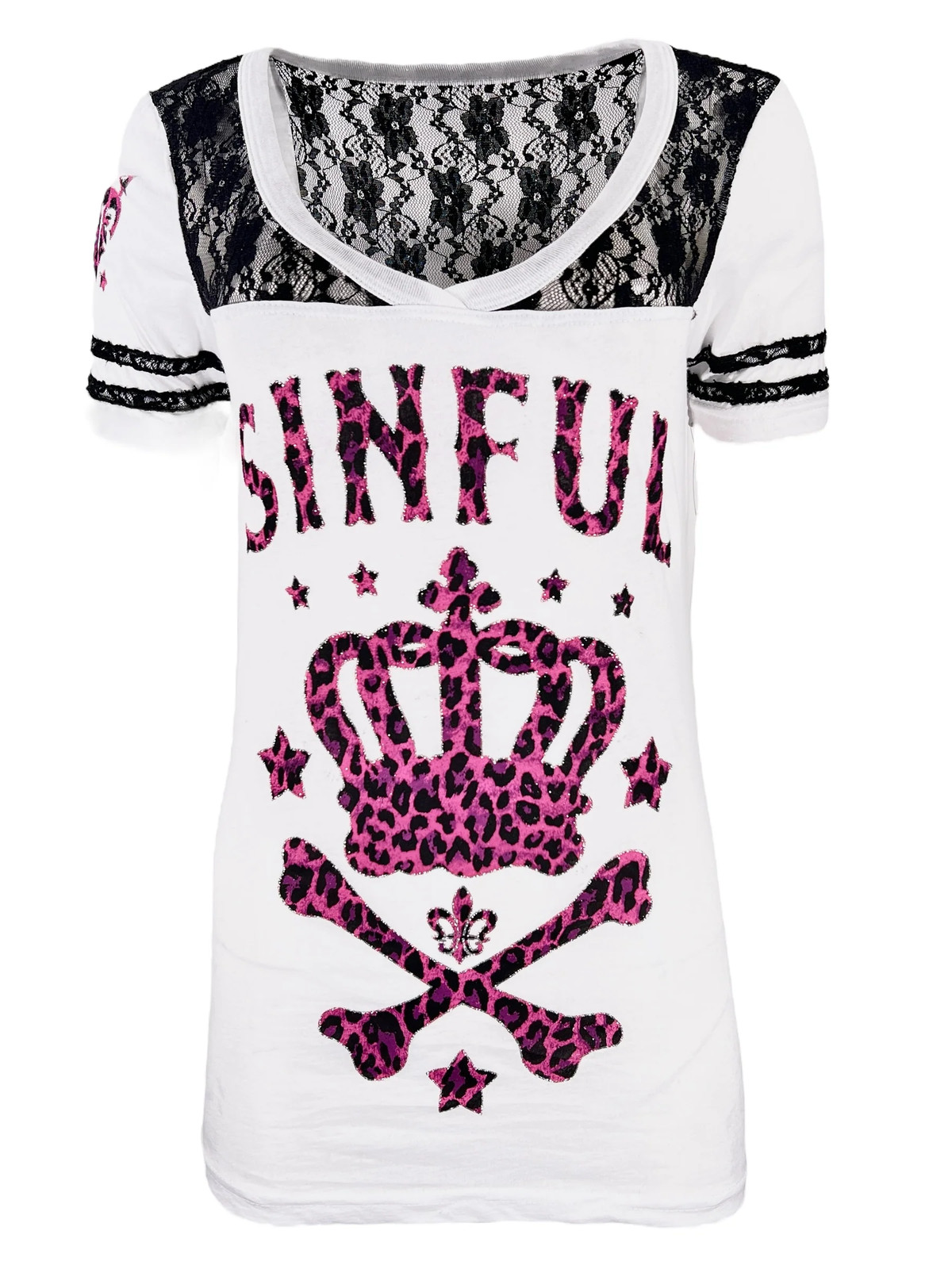 Женская футболка Sinful By Affliction с байкерской татуировкой в виде черепа