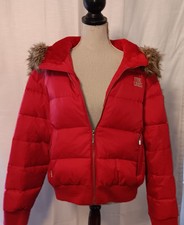 Fubu Ladies Coat Xl - Red Puffer With Hood Nwot