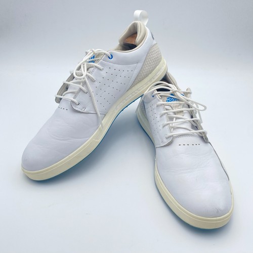 Zapatos de golf Adidas Flopshot de cuero sin clavos para hombre EE. UU. 13 blanco nube GV9668