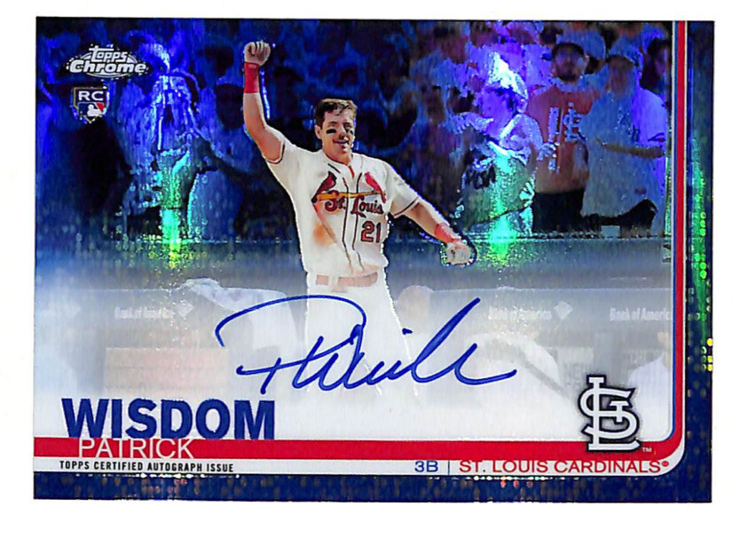 2019 Topps Chrome Patrick Wisdom 70/150 Auto Blue Refractor Rookie Card Cubs