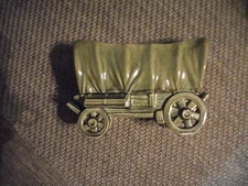Vintage Shawnee Green Covered Wagon Ceramic Pottery Planter #733