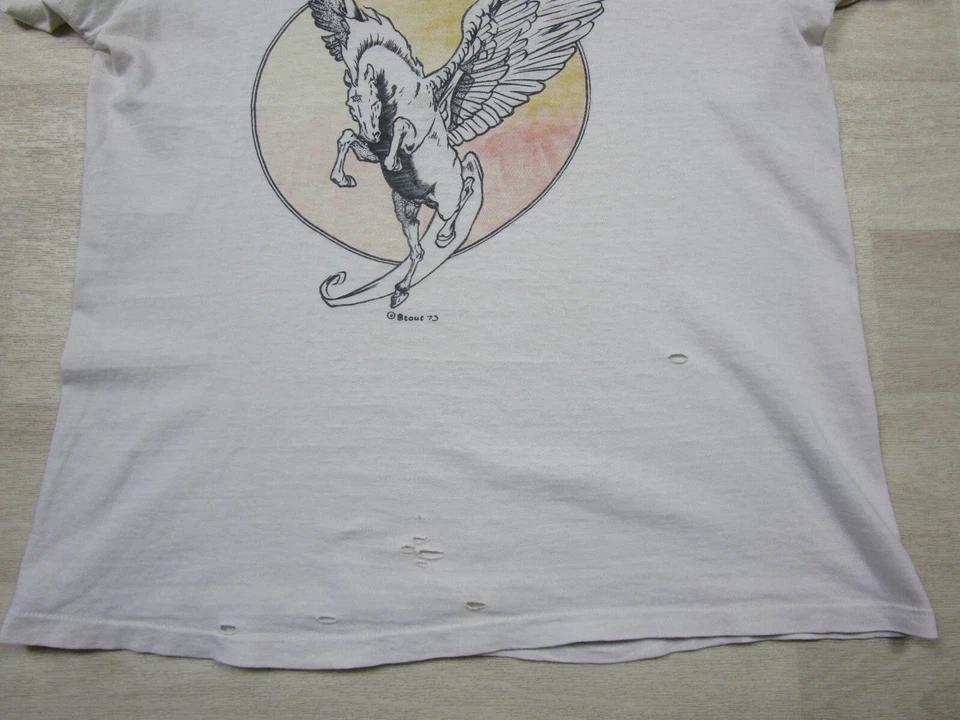 Vintage 1970's Art T Shirt (M) William Stout Comic Fantasy Pegasus Horse 1973 - Image 3 of 4