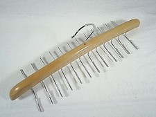Wood Hanger Tie Rack 24 Metal Hooks Collapsable