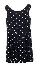 Lauren Ralph Lauren polka dot Black & White Sleeveless stretch flare Dress Sz 12