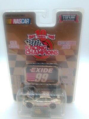 1999 Racing Champions Nascar Gold Chrome Commemorative Car EXIDE 99 JEFF BURTON 
