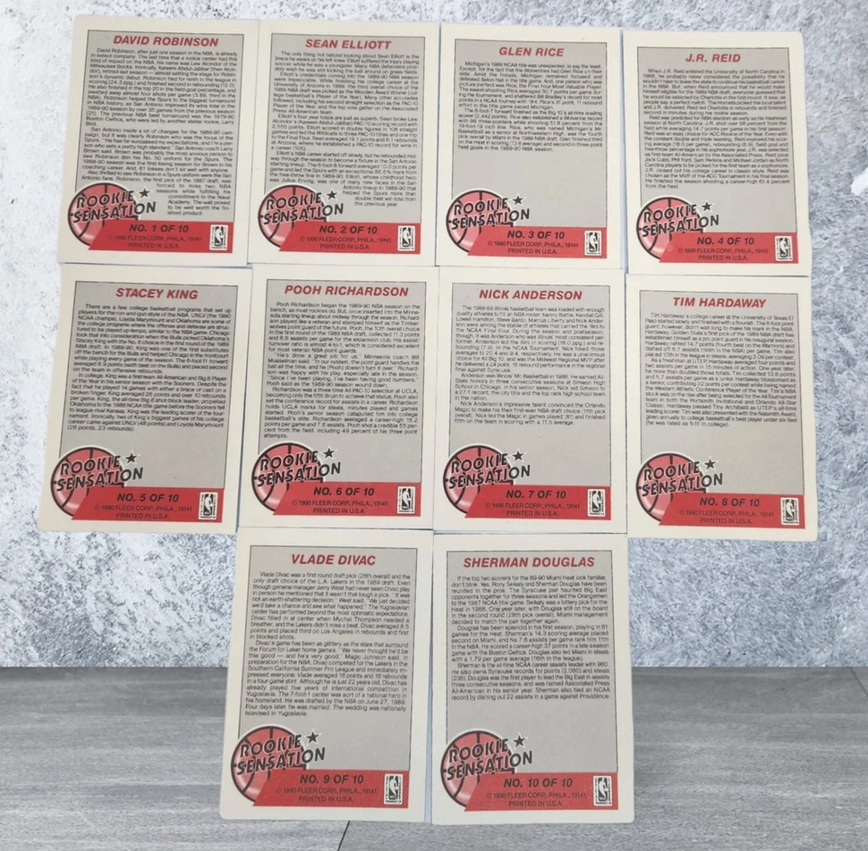 1990 Fleer Rookie Sensation 1-10 Complete Card Set w/ David Robinson RC - Image 3 of 3