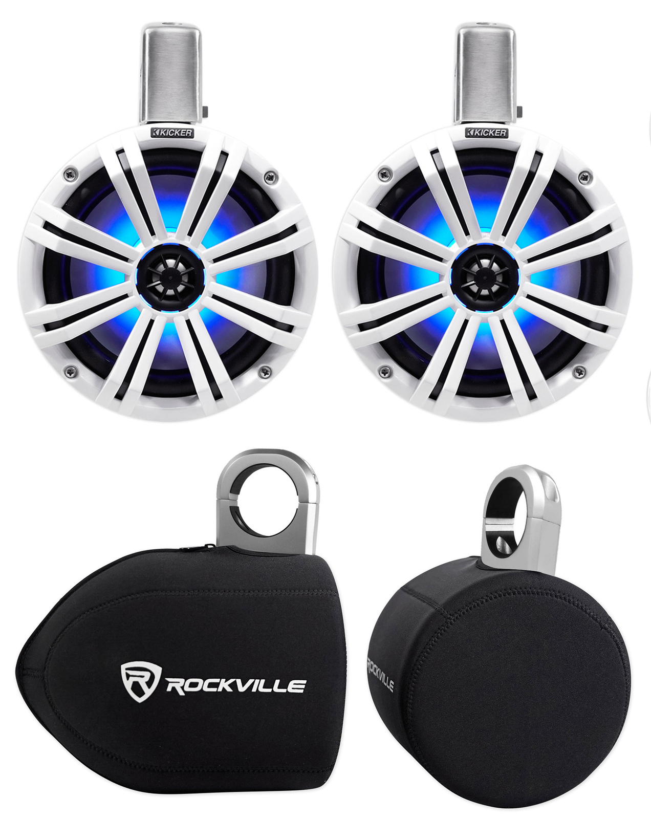 2 Колонки KICKER 45KMTC8W 8 600 Вт для морских вейкбордов со светодиодами чехлы KMTC8 12629000₽