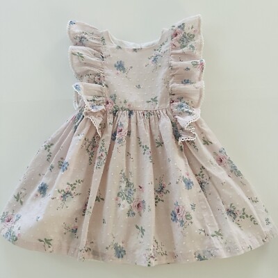 Catherine Malandrino 4T Toddler Girl Pink Floral Ruffle Dress Spring Summer 